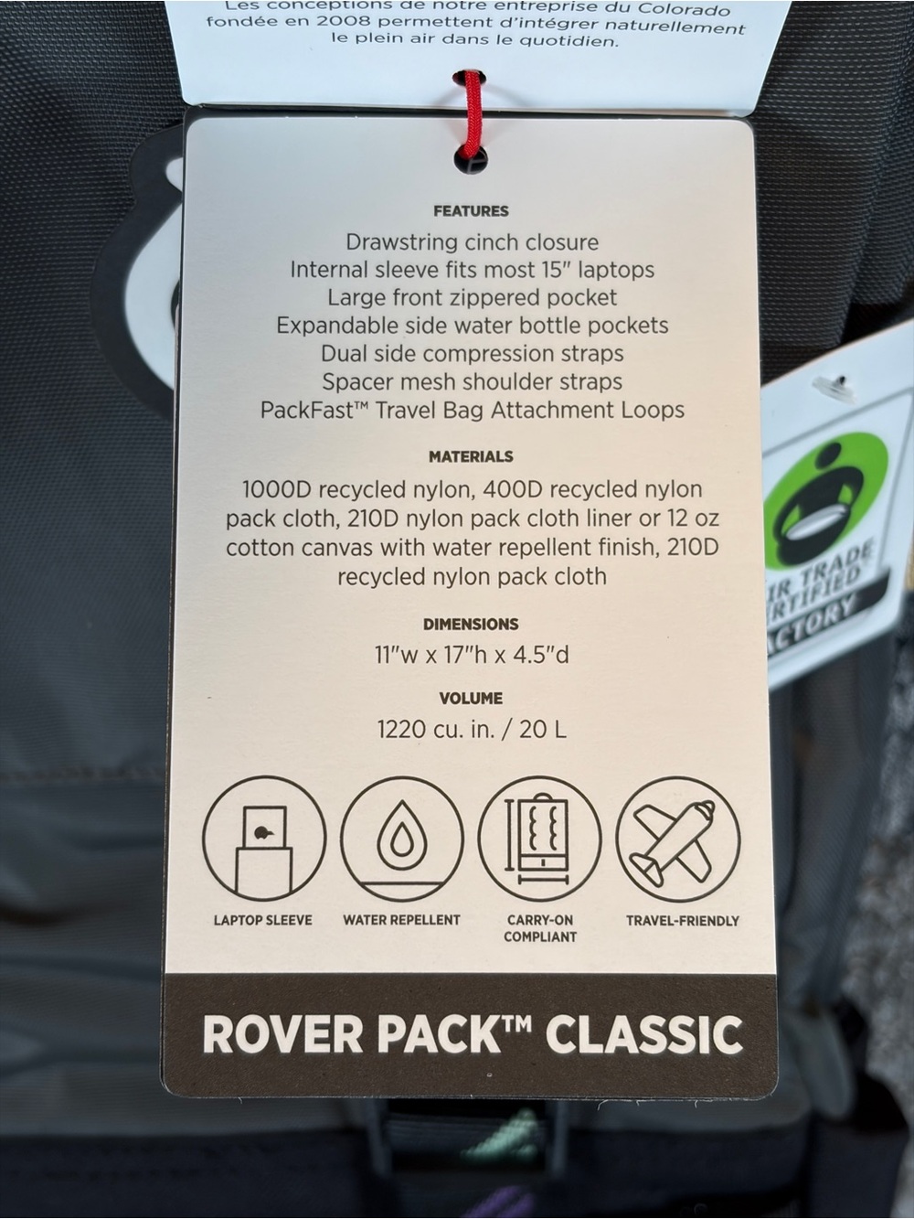 Topo Designs Rover Pack Classic Backpack bag - Picture 4 of 4